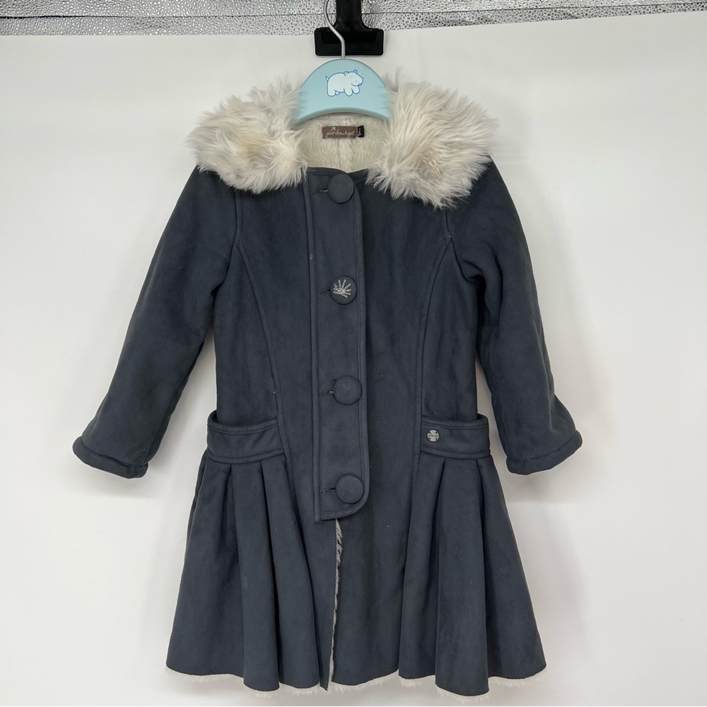 Jean Bourget Girls Faux Suede Fur Hooded Coat Jacket